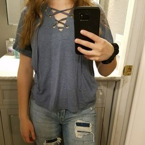 Tie-up front t-shirt